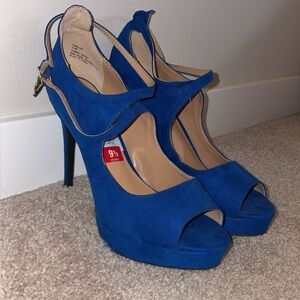 Elegant Blue Peep-Toe Heels